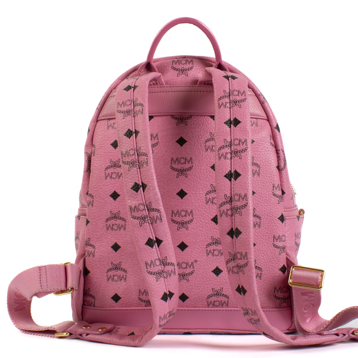 MCM Pink Visetos Studded Small Dual Stark Backpack ○ Labellov