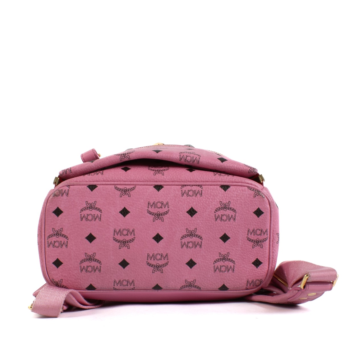 MCM Pink Visetos Studded Small Dual Stark Backpack