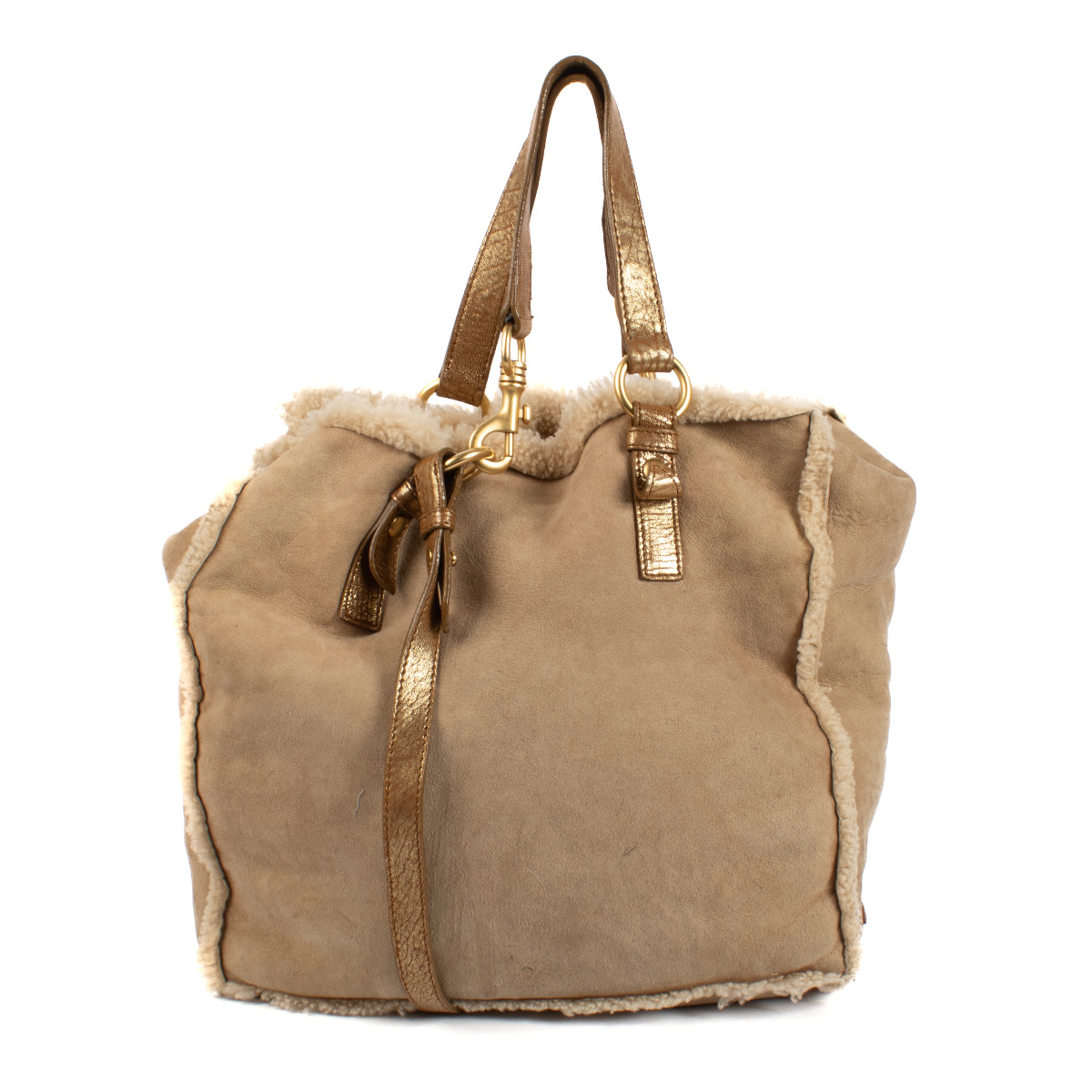 Miu Miu Beige Shearling Bag ○ Labellov ○ Buy and Sell