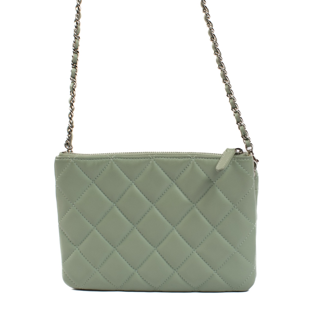 chanel green Quilted Lambskin Daily Zippy Flap Clutch