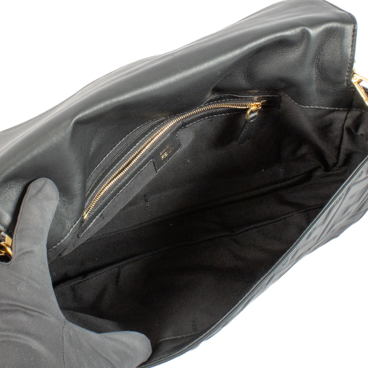 ●PIGMENT●GLOSSY BAGUETTE BAG_BLACK Black Leather Baguette Bag – self-portrait