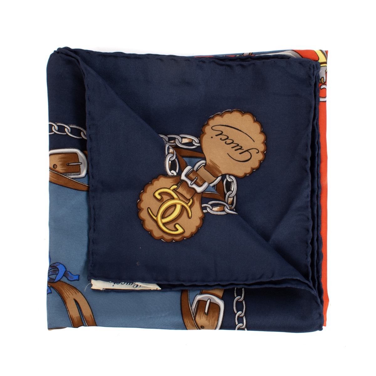 Gucci Blue Vintage Silk Scarf Labellov Buy and Sell Authentic Luxury