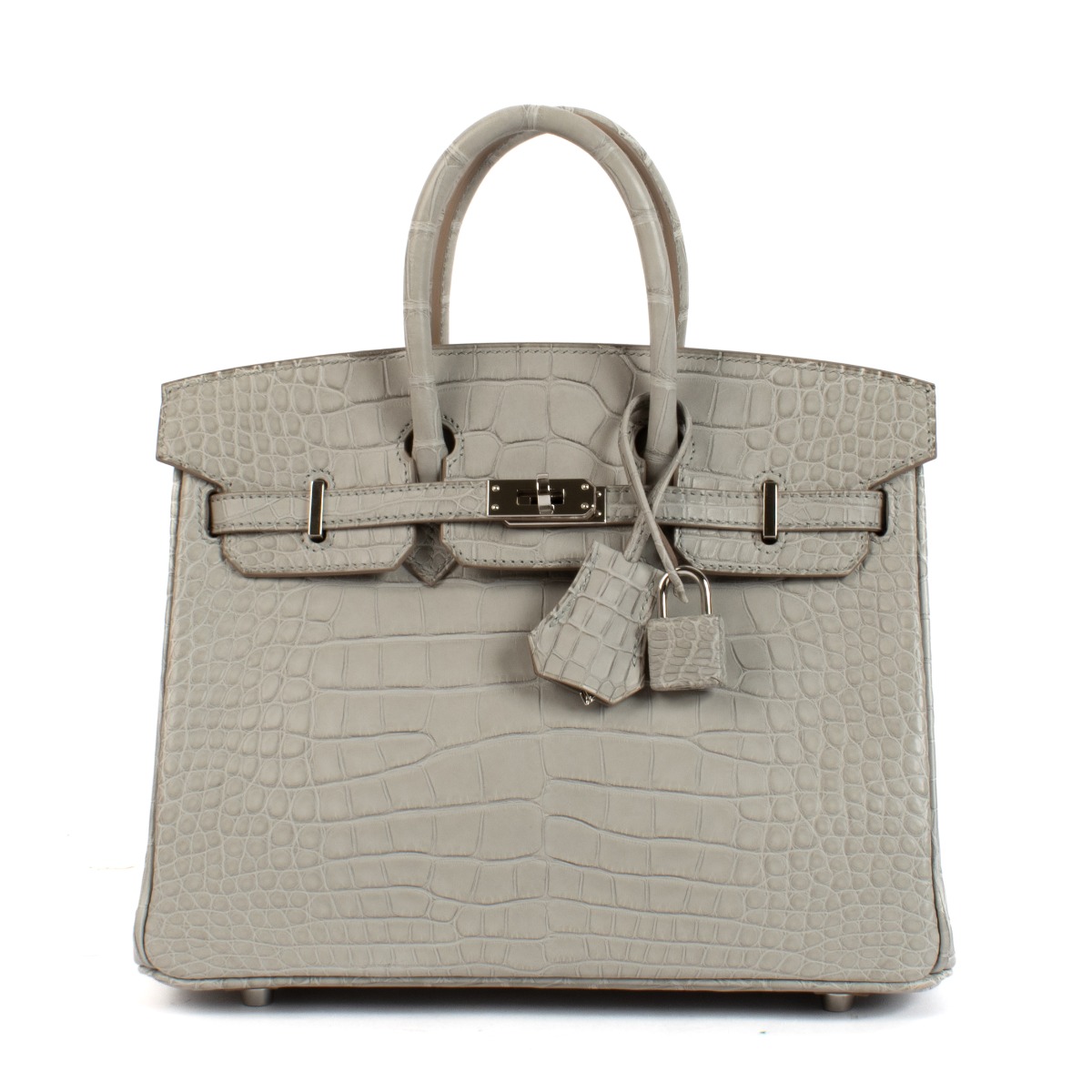Hermès Birkin 25 Gris Perle Matte Alligator PHW ○ Labellov ○ Buy