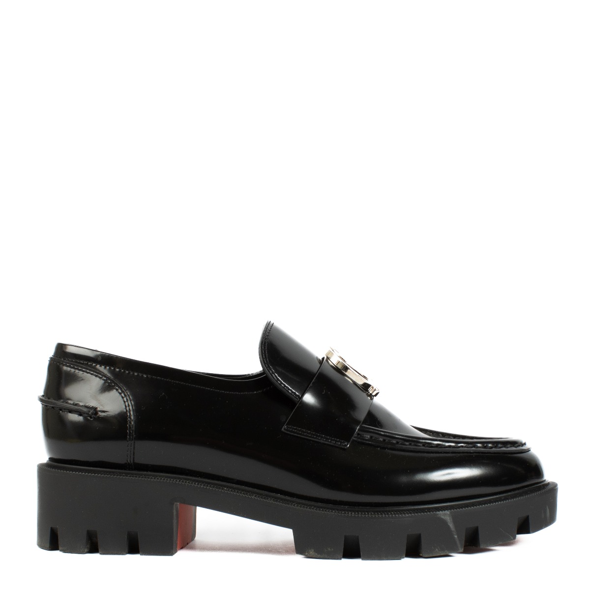 Christian Louboutin◆CL Moc Lug Spikes ローファー CL Moc Lug Spikes leather loafers in black - Christian