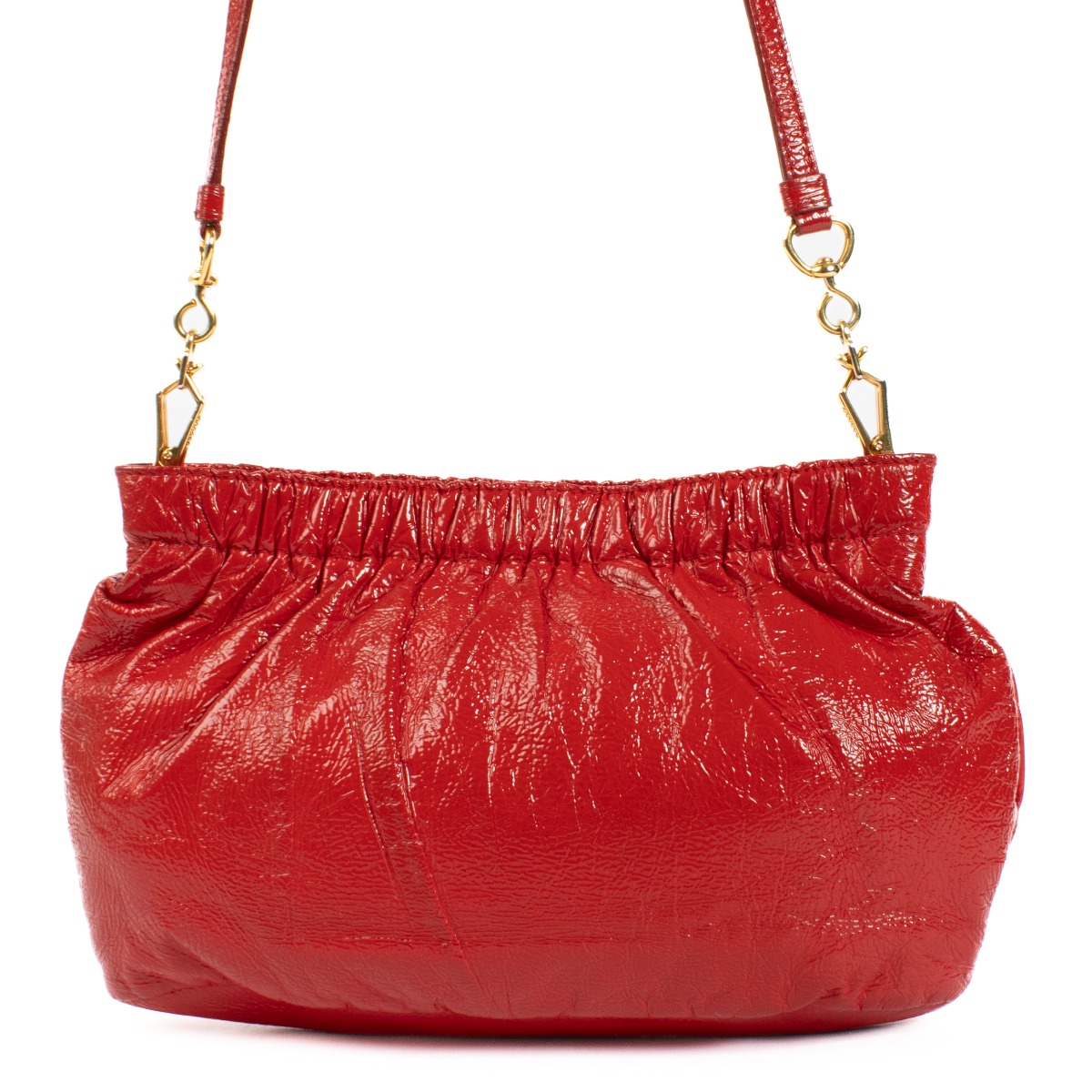 Miu Miu Red Crinkle Patent Leather Bag ○ Labellov ○ Buy and Sell