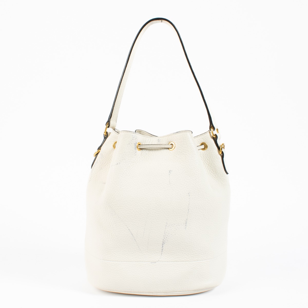 PRADA Vitello Daino Bucket Bag【A-ランク/付属品有】 Prada Vitello Daino Bucket Bag - White Bucket Bags, Handbags