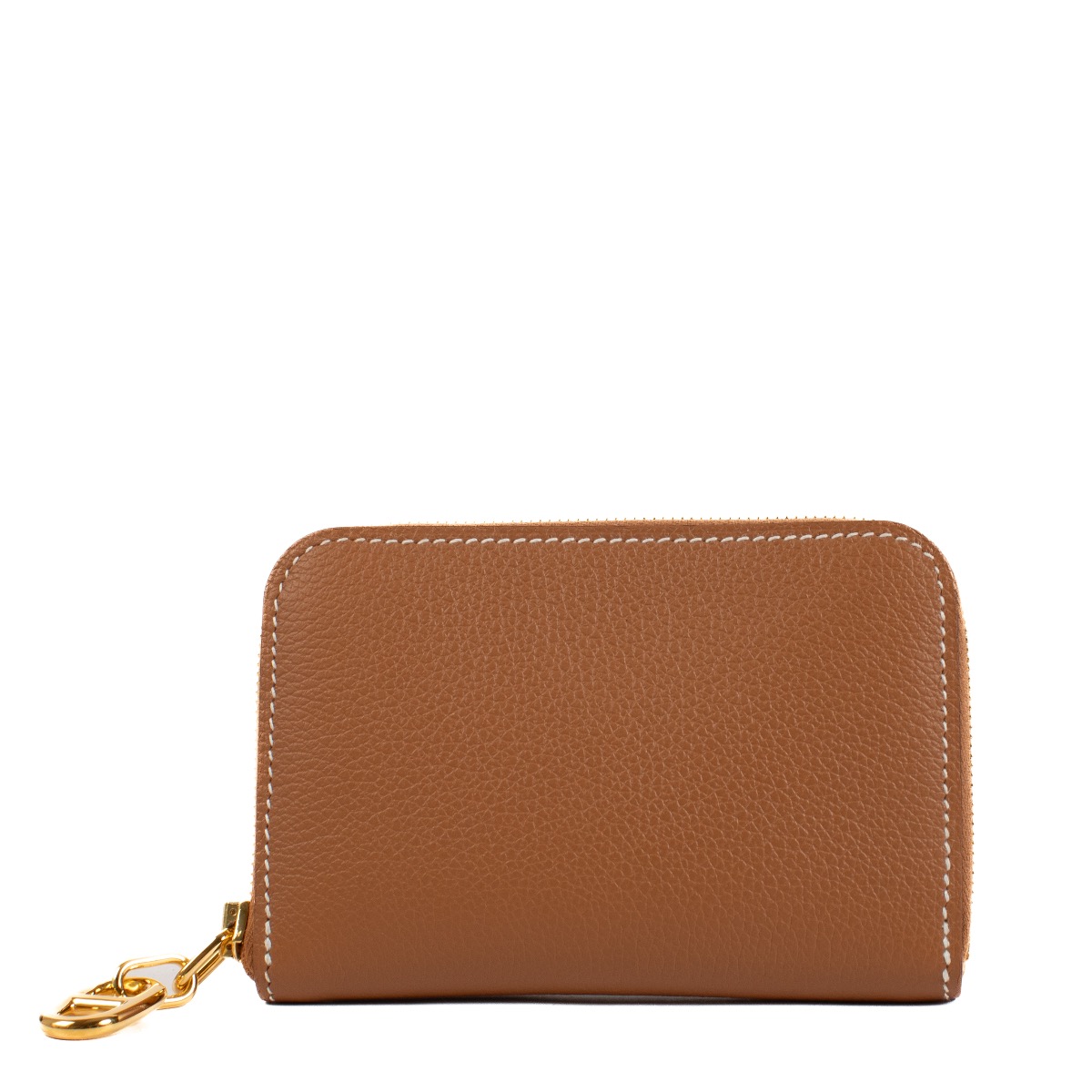 Hermès Gold Evercolor Chaîne d'Ancre Zipengo Compact Card