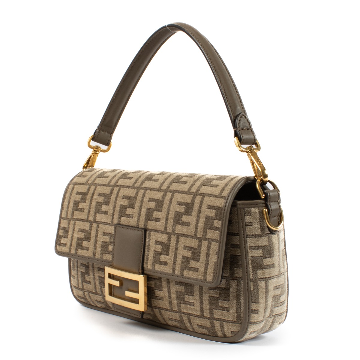 【MUCENT】LUIN L LOGO BAGUETTE BAG★25SS★ Fendi Taupe FF Chenille Baguette Bag ○ Labellov ○ Buy and