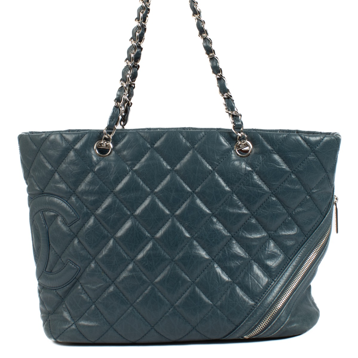 Chanel Blue Glazed Calfskin Cotton Club Tote Bag ○ Labellov