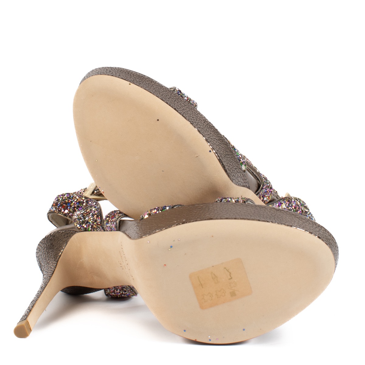 Jimmy Choo Multicolor Glitter Heels - Size 38 ○ Labellov