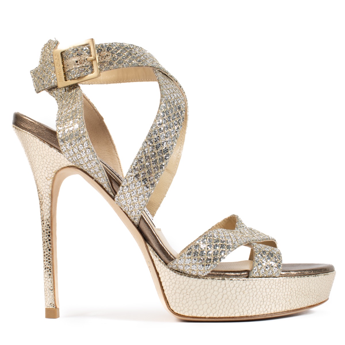 Jimmy Choo Silver Glitter Heels Size 37 Labellov Buy and Sell Authentic Luxury