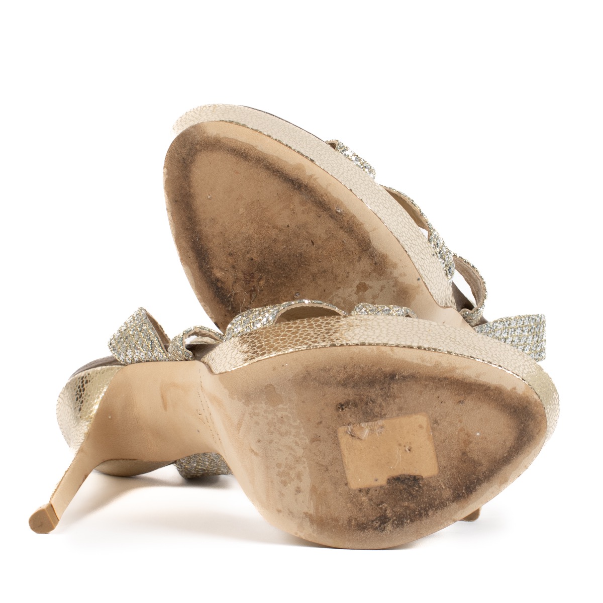 Jimmy Choo Silver Glitter Heels - Size 37 ○ Labellov ○ Buy