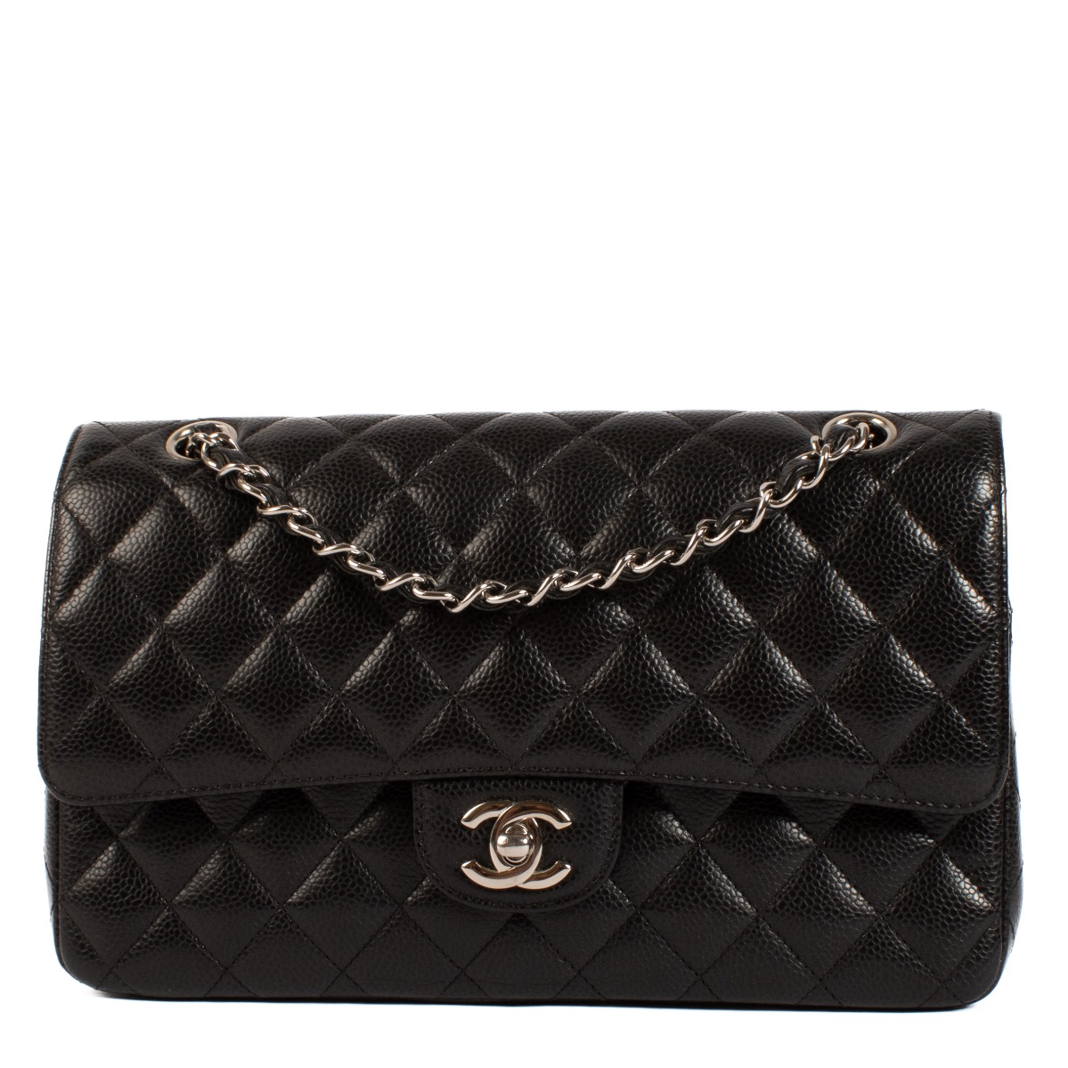 Chanel Black Caviar 11.12 Medium Classic Flap Bag Labellov Buy and Sell Authentic Luxury