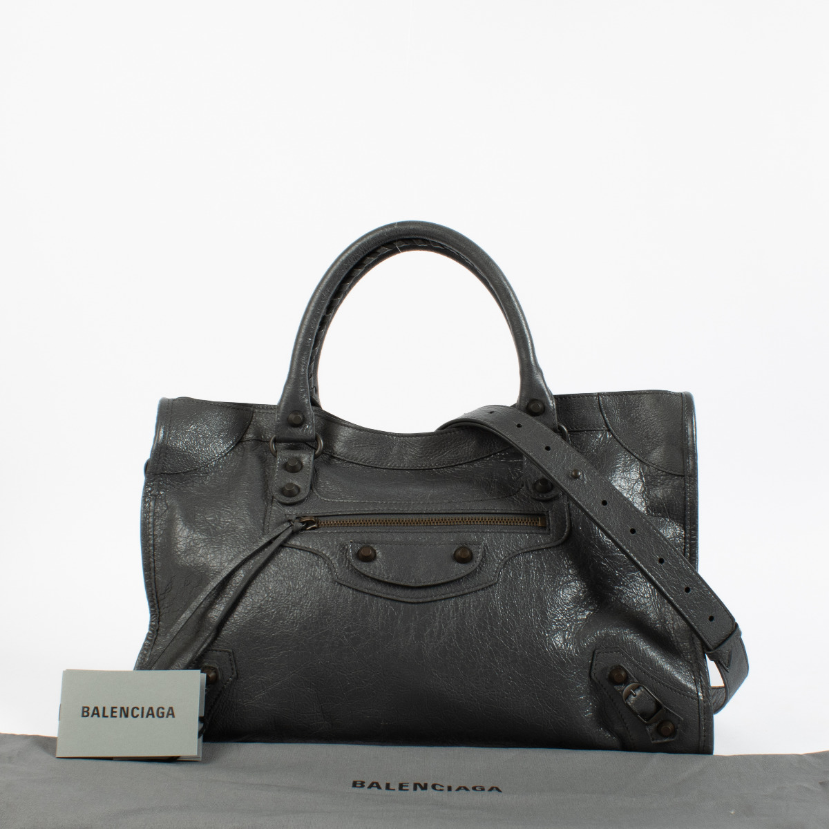 Balenciaga Le City Medium Grey Shoulder Bag ○ Labellov