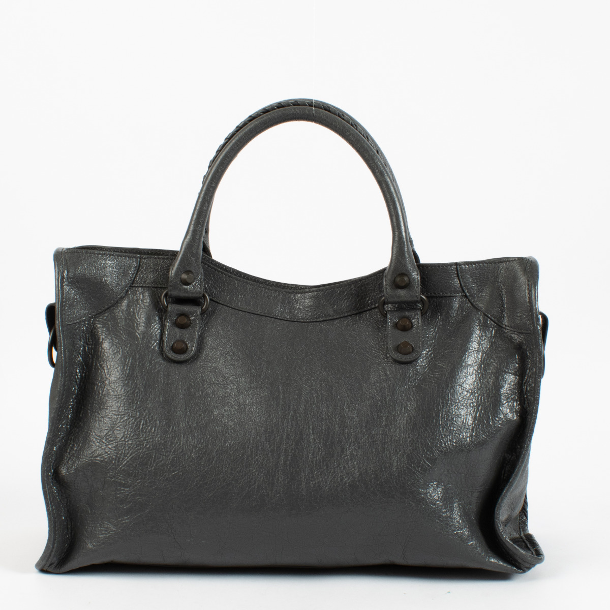 BALENCIAGA シティ Balenciaga Black Lambskin Leather Motorcycle Town Bag