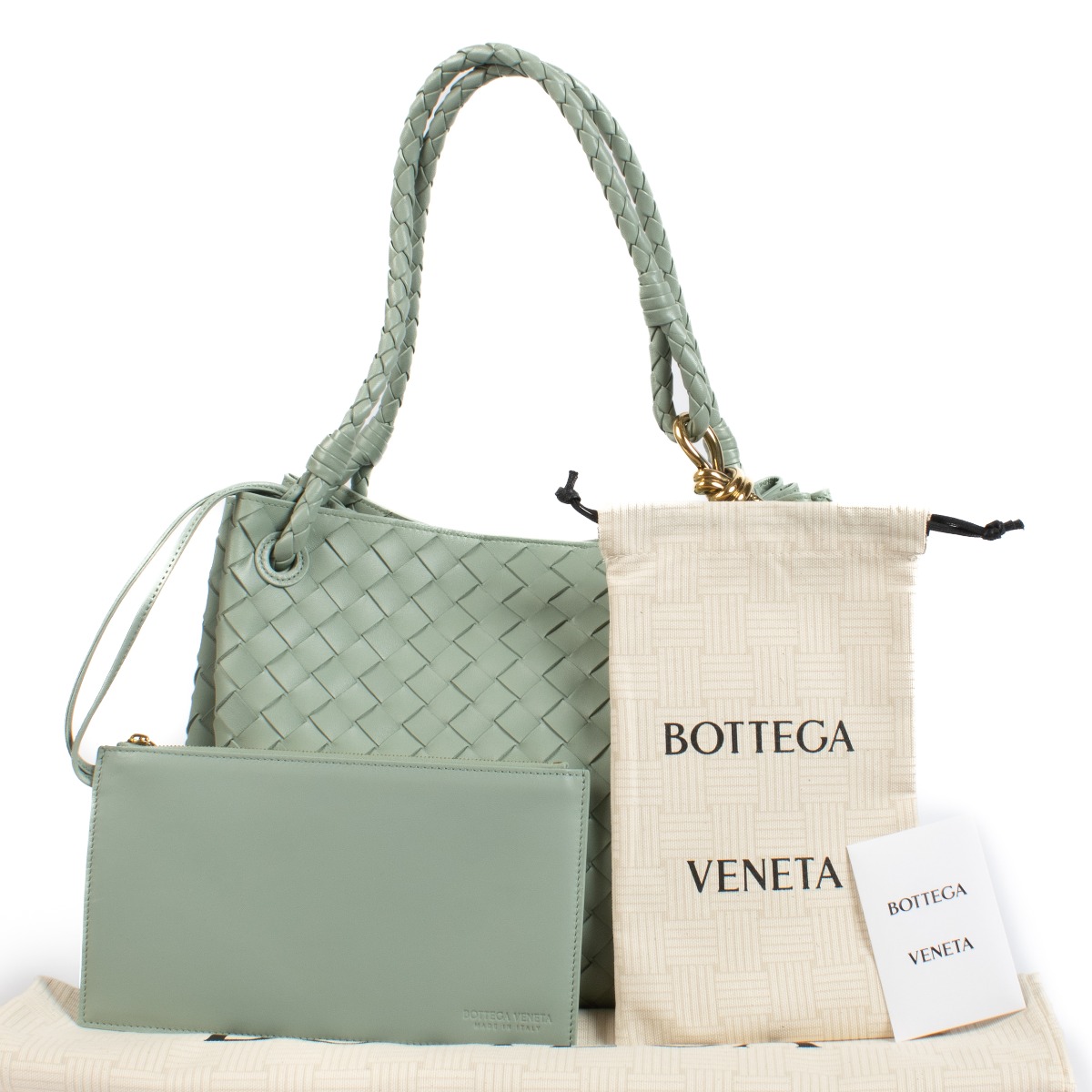 BOTTEGA VENETA 22AW ラージ ピロー ポーチ トラバーチンイントレチャート ラージ ファスナー オーガナ