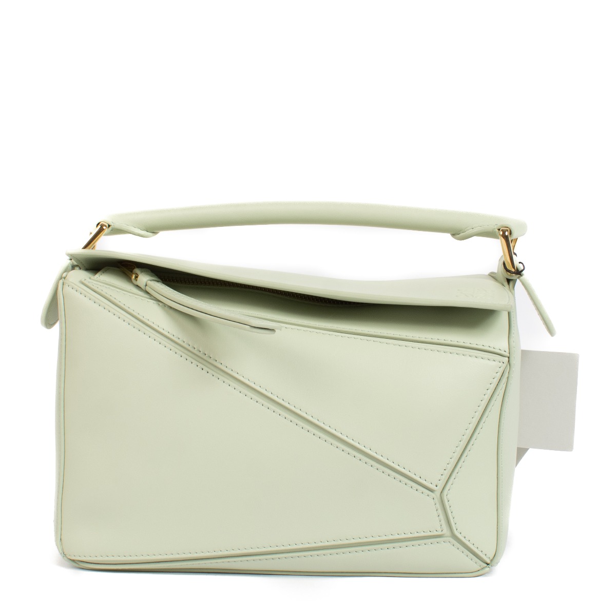 Loewe Spring Jade Satin Calfskin Small Puzzle Bag ○ Labellov
