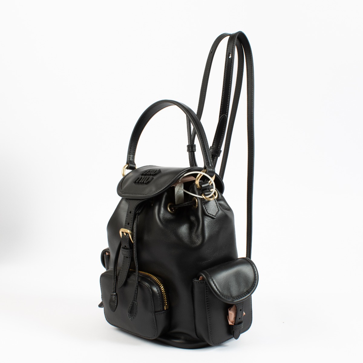 miu miu ブラックレザーリュック Miu Miu Black Leather Backpack