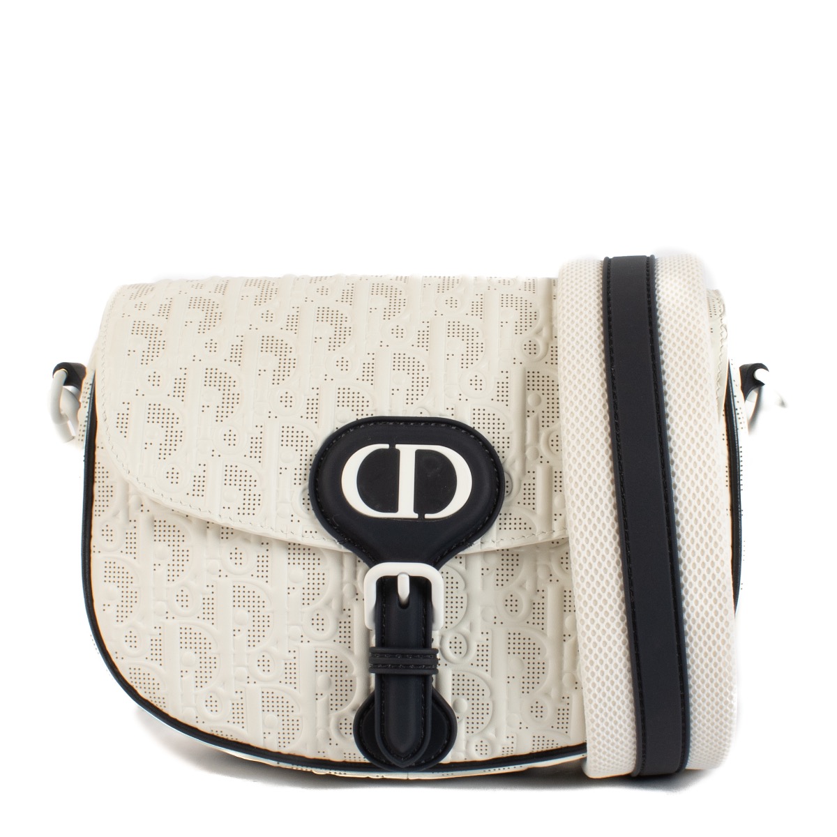 Christian Dior White Perforated Oblique Medium Bobby Bag Christian Dior White Perforated Oblique Medium Bobby Bag