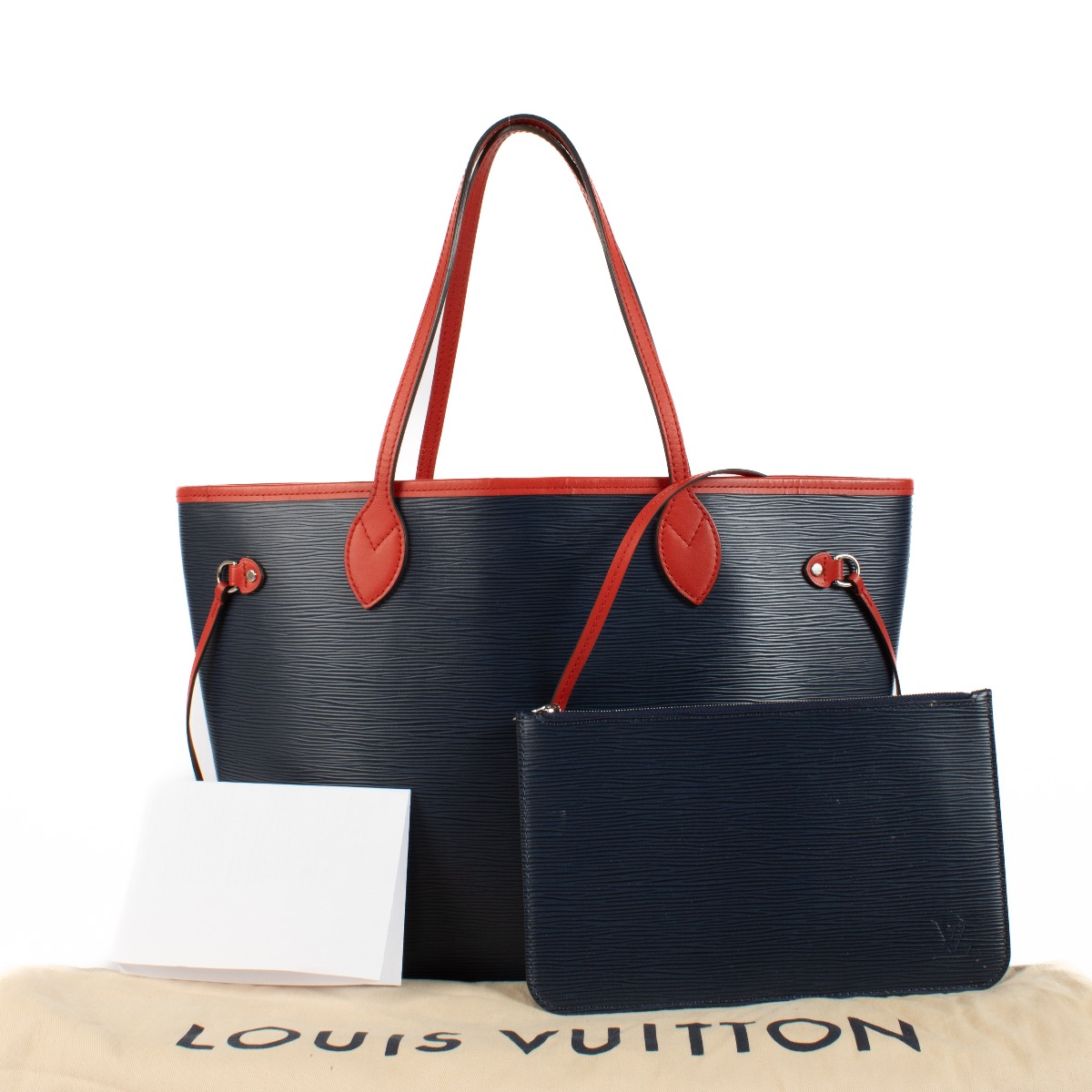 Louis Vuitton Indigo Coquelicot Epi Leather MM Neverfull Labellov Buy and Sell Authentic Luxury