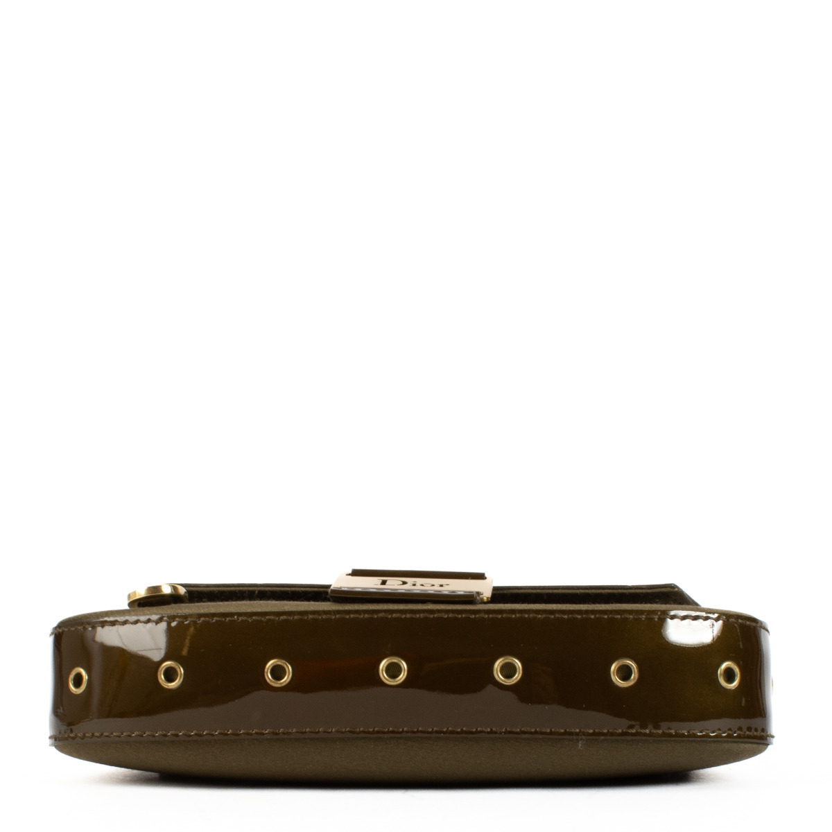Christian Dior Green Patent Leather Satin Street Chic Columbus Avenue Clutch Labellov Buy and Sell Authentic Luxury