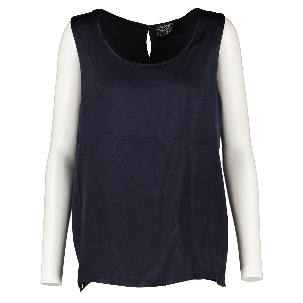 Chanel Vintage Blue Silk Satin Sleeveless Top ○ Labellov ○ Buy