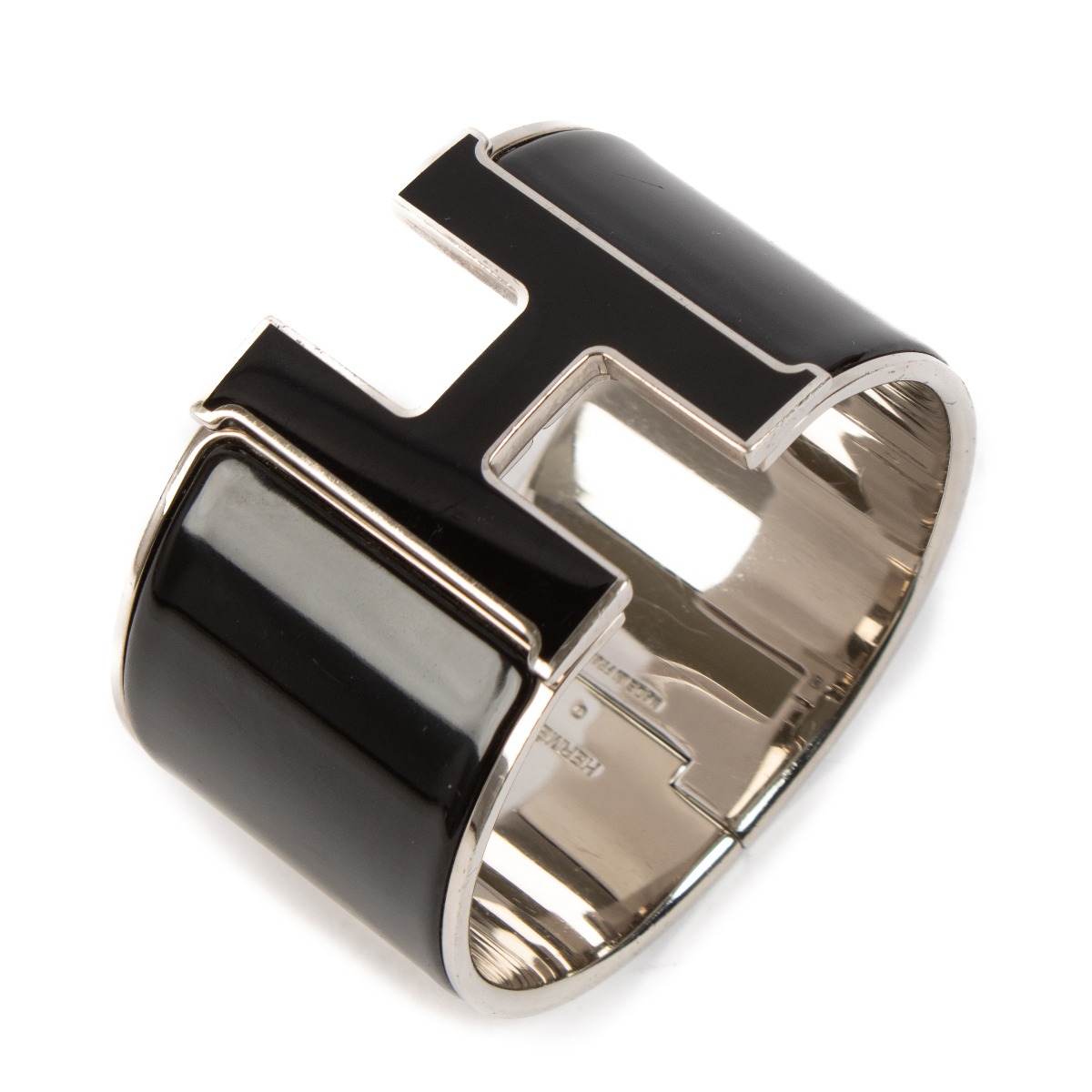 Hermès Black Extra Wide Clic Clac H Bracelet - Size S
