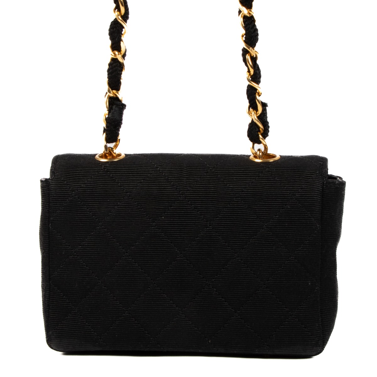 Chanel Black Fabric Micro Classic Flap Bag ○ Labellov