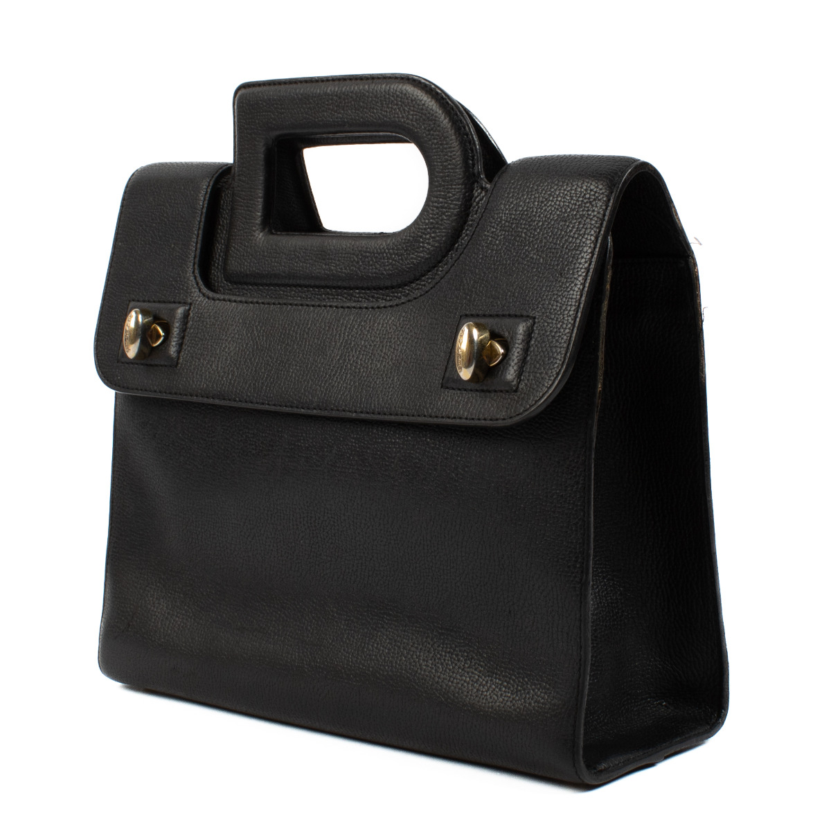 Delvaux Black Leather Emeraude PM Top Handle Bag ○ Labellov Delvaux Black Leather Emeraude PM Top Handle Bag ○ Labellov