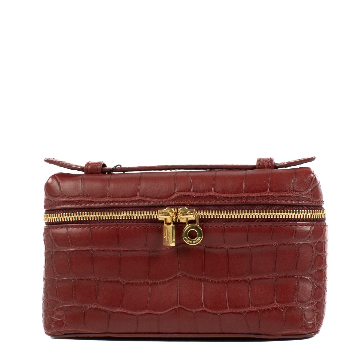 Loro Piana Burgundy Matte Alligator Extra Pocket L16 Belt Bag