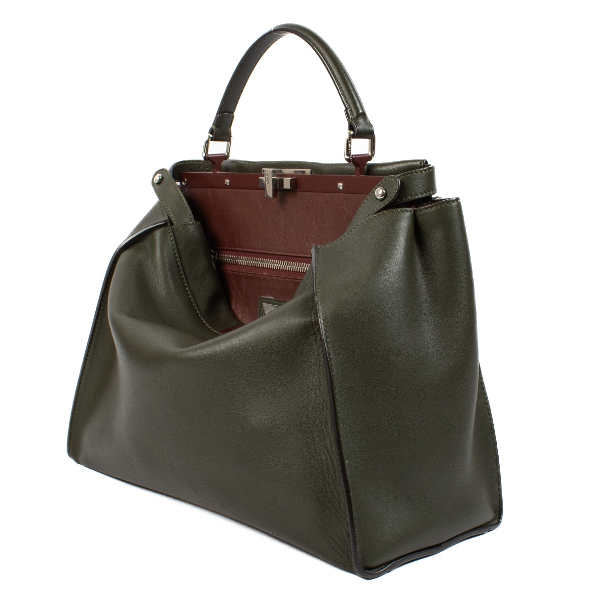 Fendi Peekaboo X Tote Bag Fendi Green Leather Large Peekaboo Bag