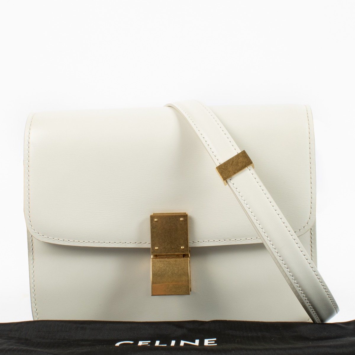 Celine White Shiny Calfskin Teen Classic Bag ○ Labellov