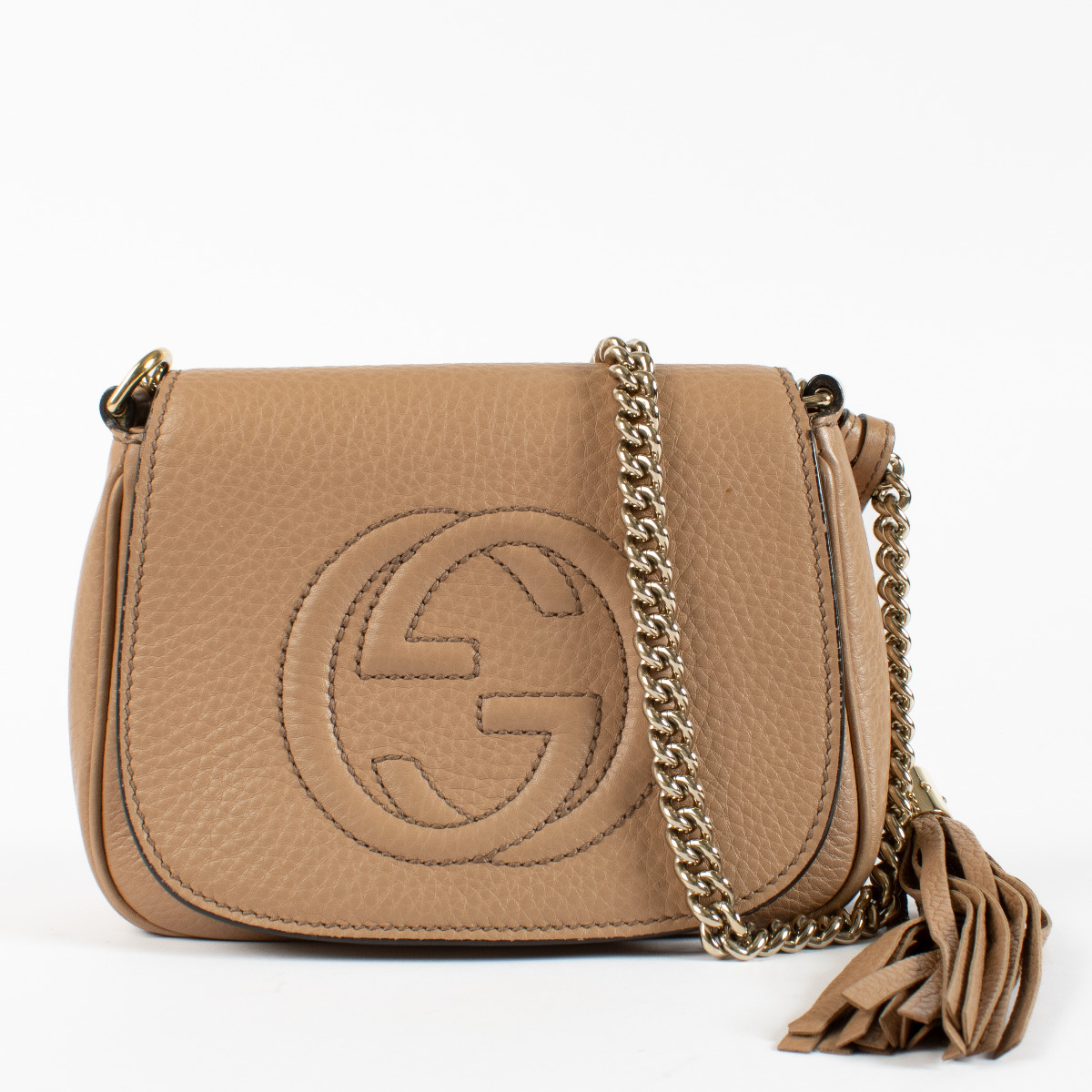 Gucci Nude Soho Leather Chain Crossbody Bag ○ Labellov ○ Buy and