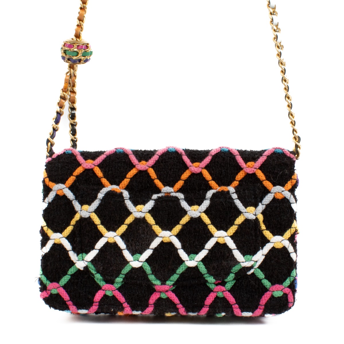 Chanel 22S Multicolor Tweed Pearl Crush Wallet On Chain