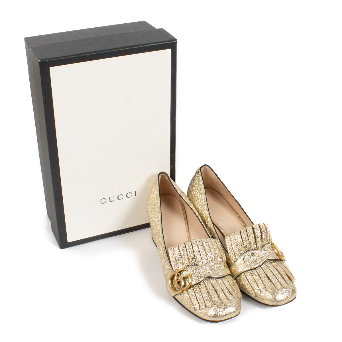 超特価SALE開催！ Gucci Marmont Gold Metallic Pumps - size 39 ○ Labellov ロッド