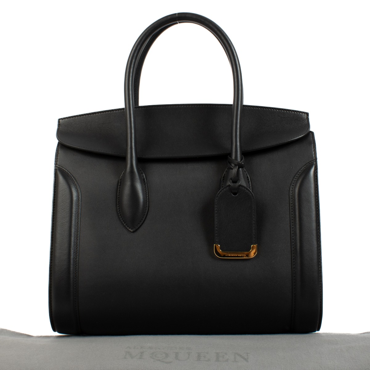 Alexander McQueen ブラック フラットシューズ正規品35 Alexander McQueen Black Leather Oversized Low-Top Sneakers