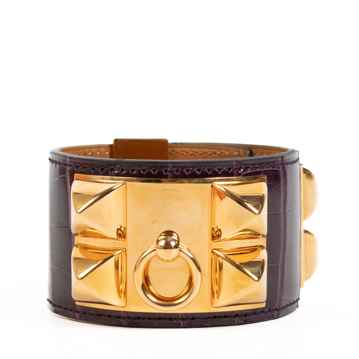 heian794」ルイススケリー　L Hermès Amethyst Shiny Alligator Collier De Chien Bracelet