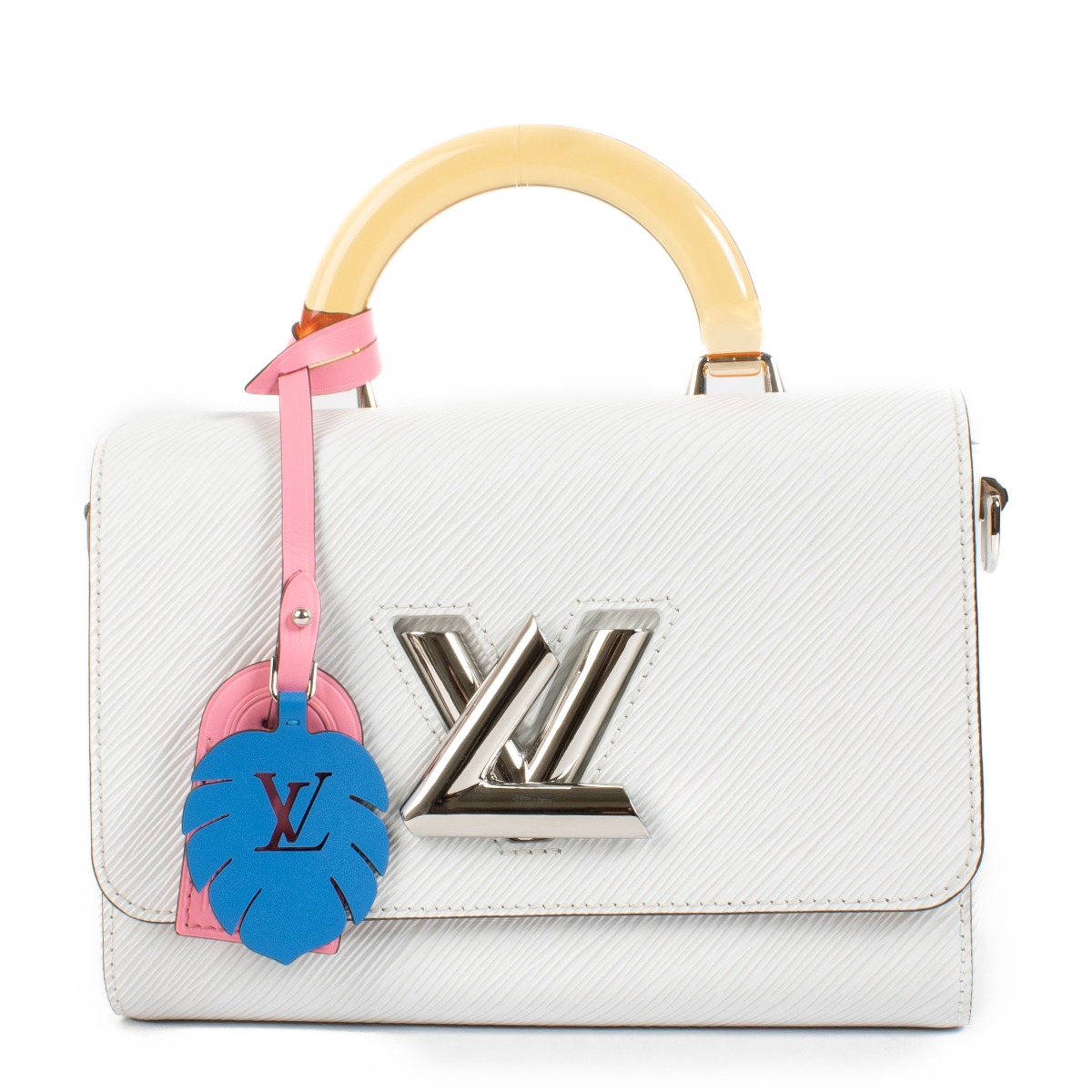 Louis Vuitton ホワイトロンパース Louis Vuitton White Epi Leather Plexiglass Handle Twist MM