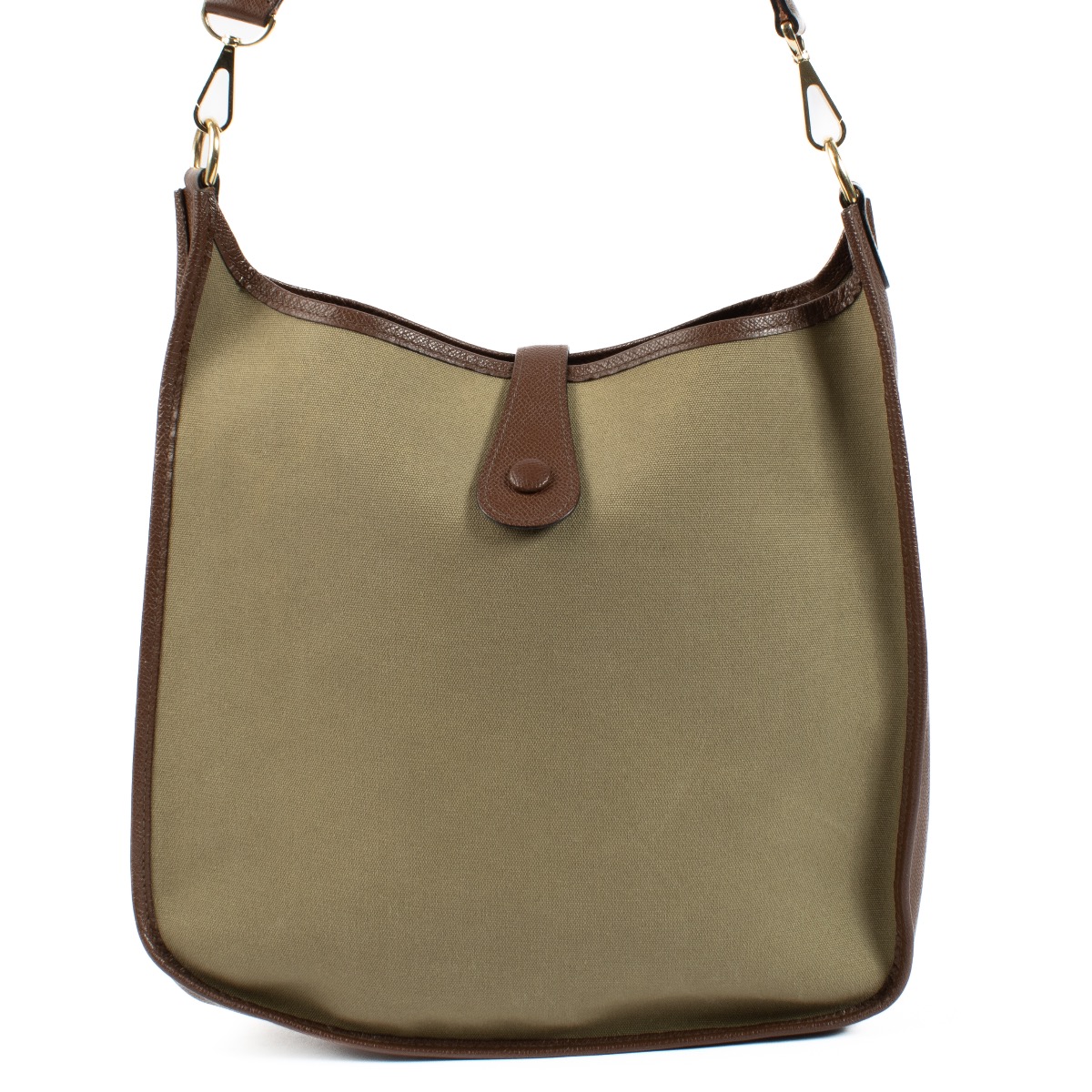 Hermès Evelyne 33 Green/Brown Canvas/Epsom GHW ○ Labellov