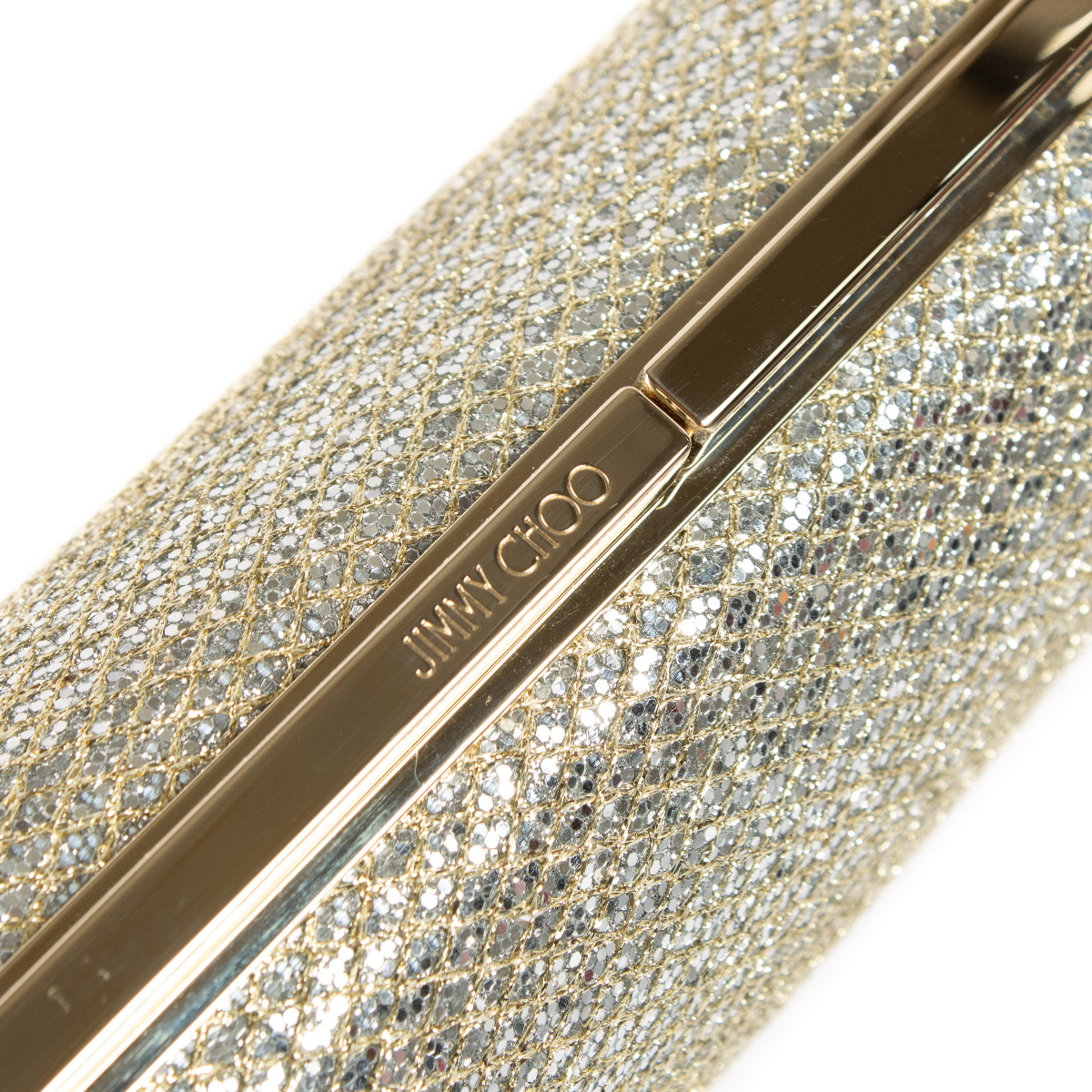 JIMMY CHOO シルバー×ゴールドショルダーバッグ キラキラ グリッター Jimmy Choo Metallic Glitter Silver And Gold Clutch