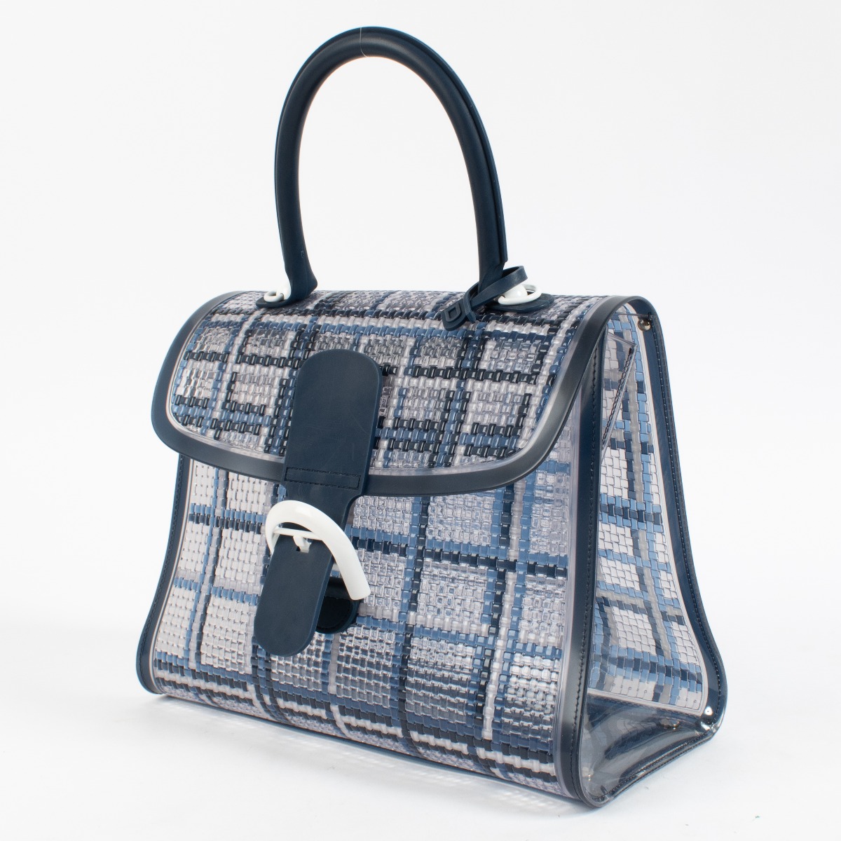 DELVAUX Brillant PMin Canvas ハンドバッグ Delvaux Natural/Tan Calf Trim Canvas Brillant PM Bag