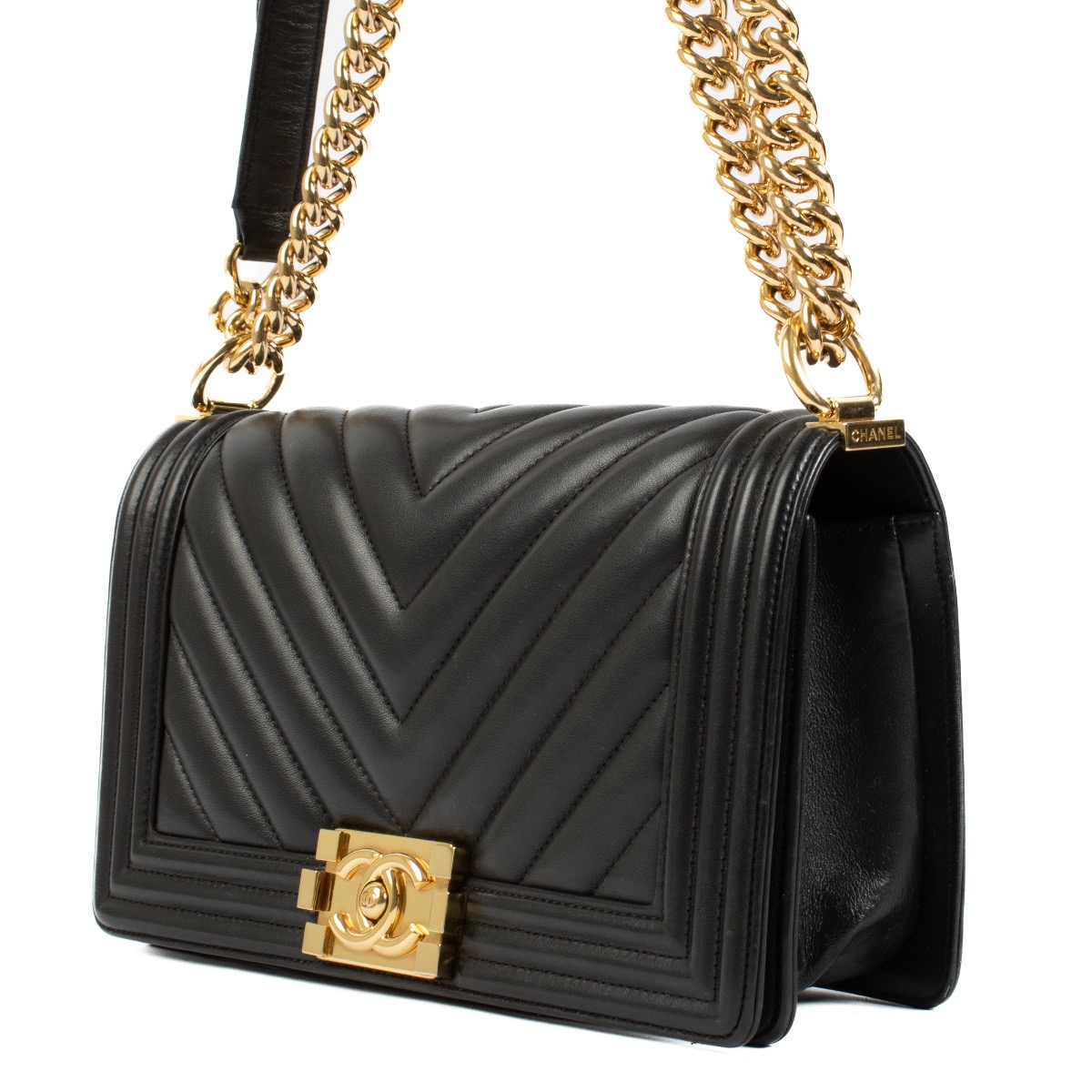 【ヴィンテージ】Rank:S☆Chanel Black Boy Medium ハンドバック Chanel Black Double Stitched New Medium Boy Bag ○ Labellov