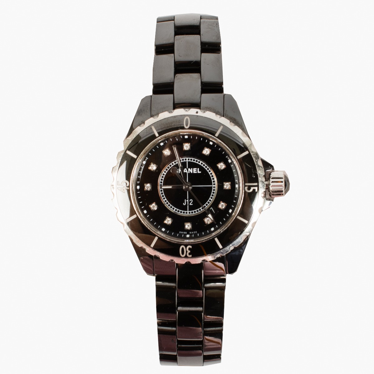 Chanel Black Ceramic/Diamond J12 33mm Watch ○ Labellov