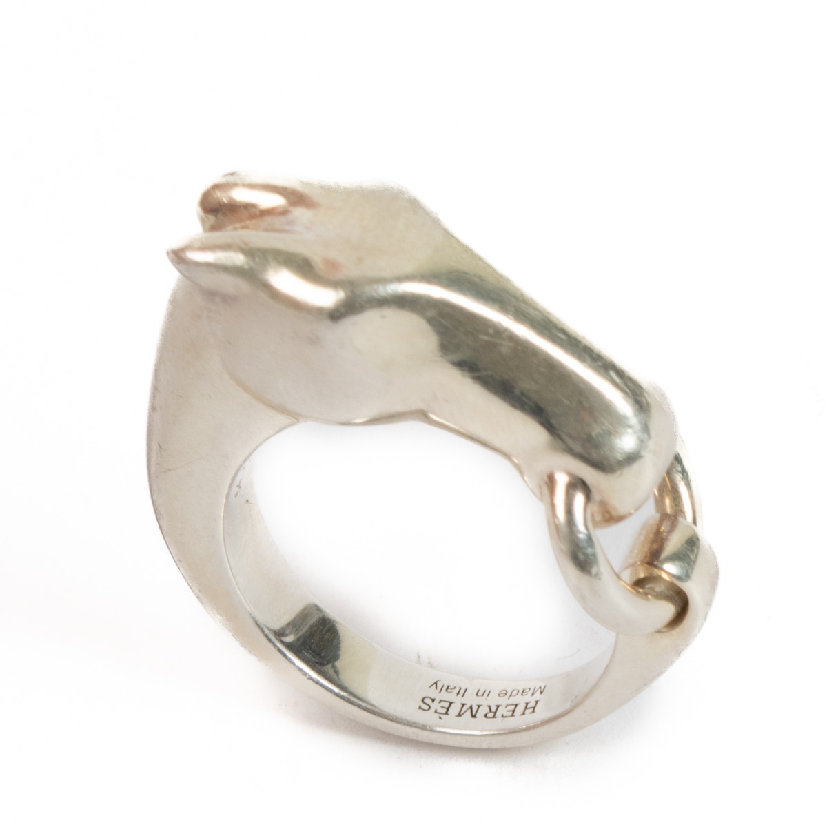 Hermès Sterling Silver Galop Ring - Size 54 ○ Labellov