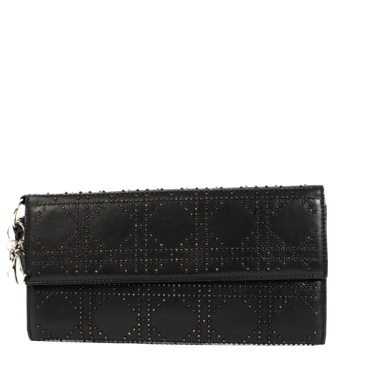 Christian Dior Black Studded Cannage Clutch ○ Labellov