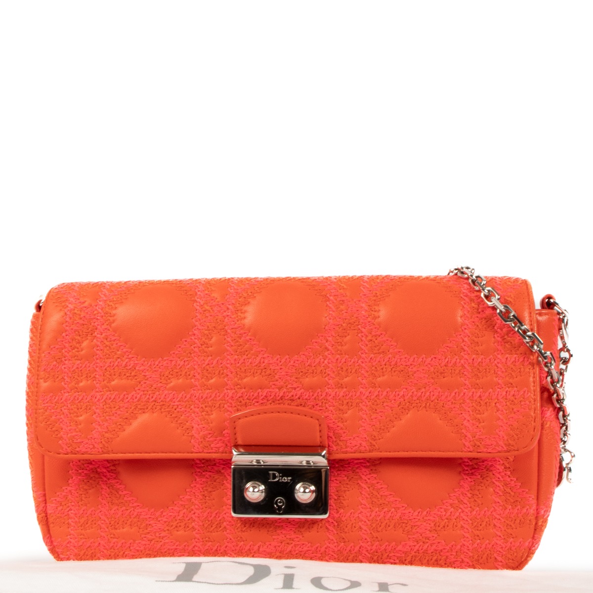 Christian Dior Orange Miss Dior Promenade Pouch Chain Bag