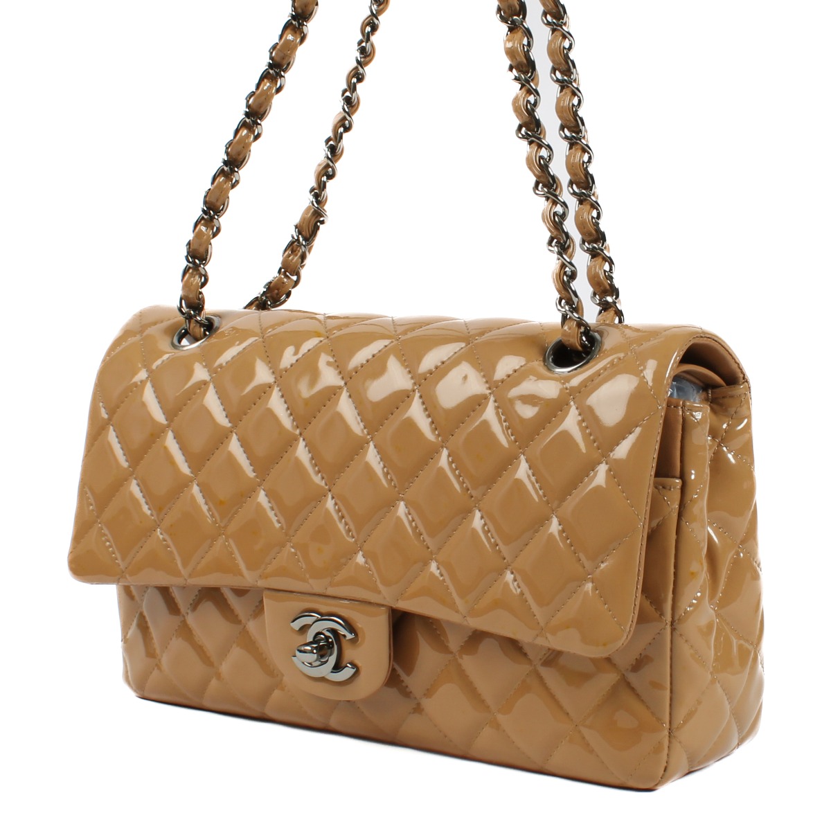 【​限​定​販​売​】 Chanel Beige Bag 11.12 Classic Medium Leather Patent 小物