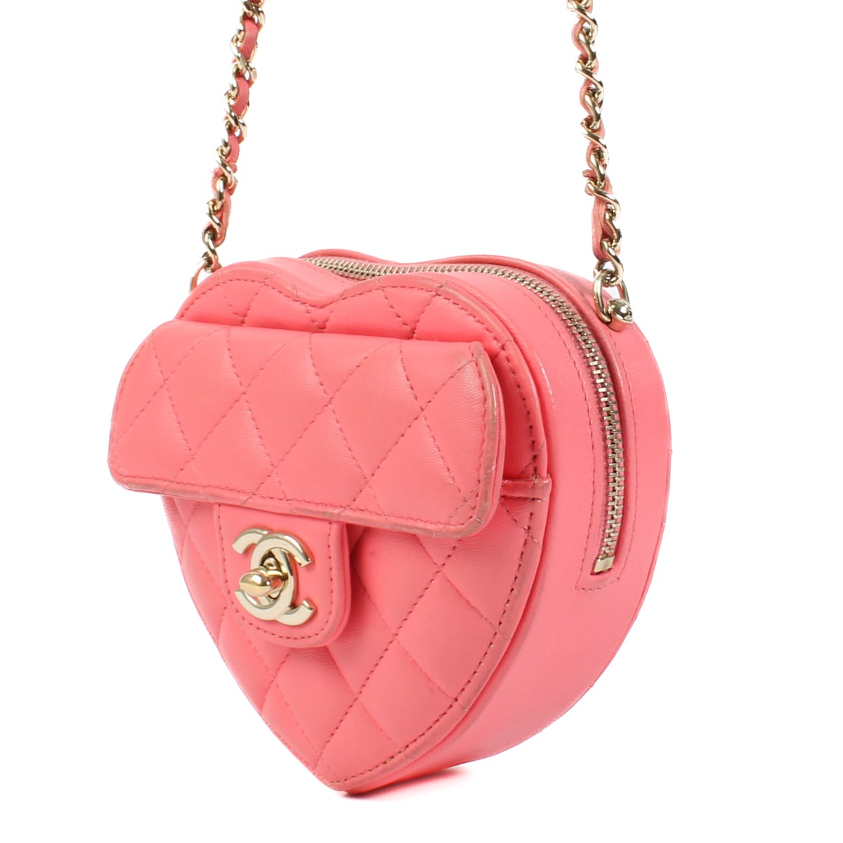 CHANEL ピンク ラバーベルト 約20cm Chanel Pink Heart Clutch With Chain ○ Labellov ○ Buy and
