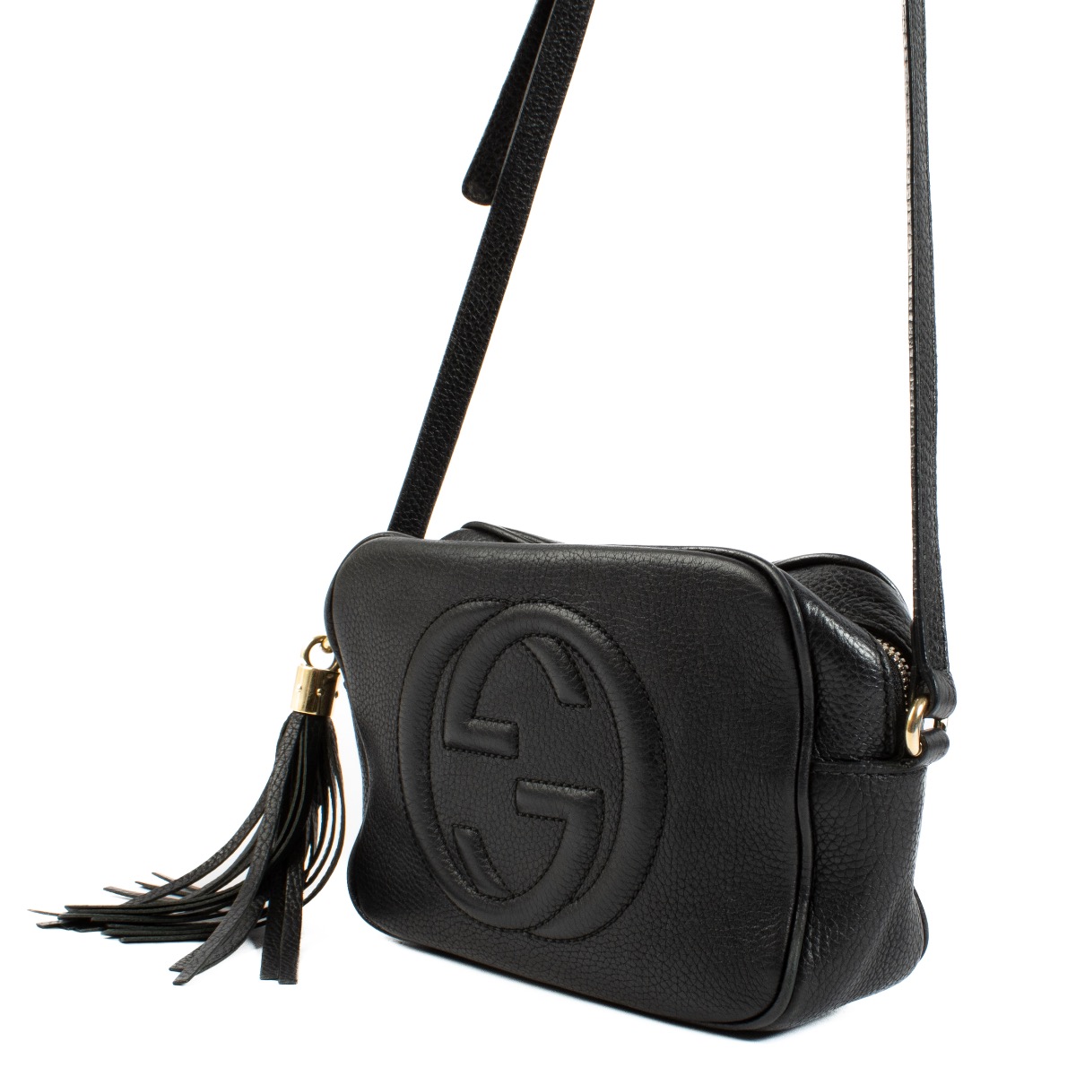 ショルダーバッグ GUCCI CROSSBODY BAGS BLACK Gucci Black Pebbled Leather Soho Chain Shoulder Bag