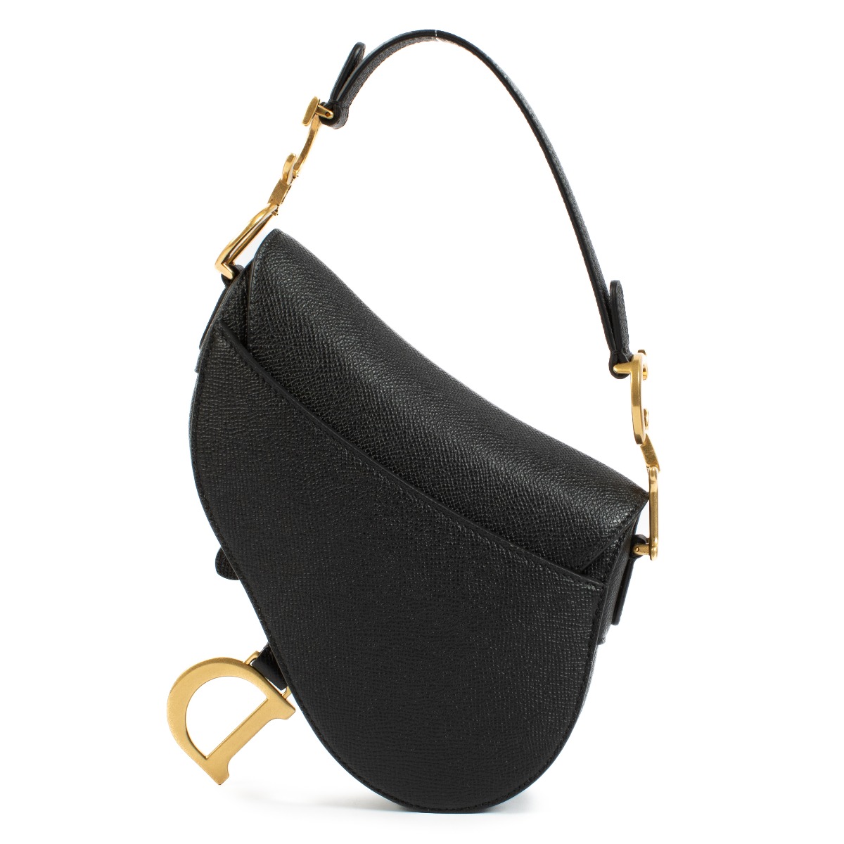 Dior Black Leather Mini Saddle Bag with Strap ○ Labellov
